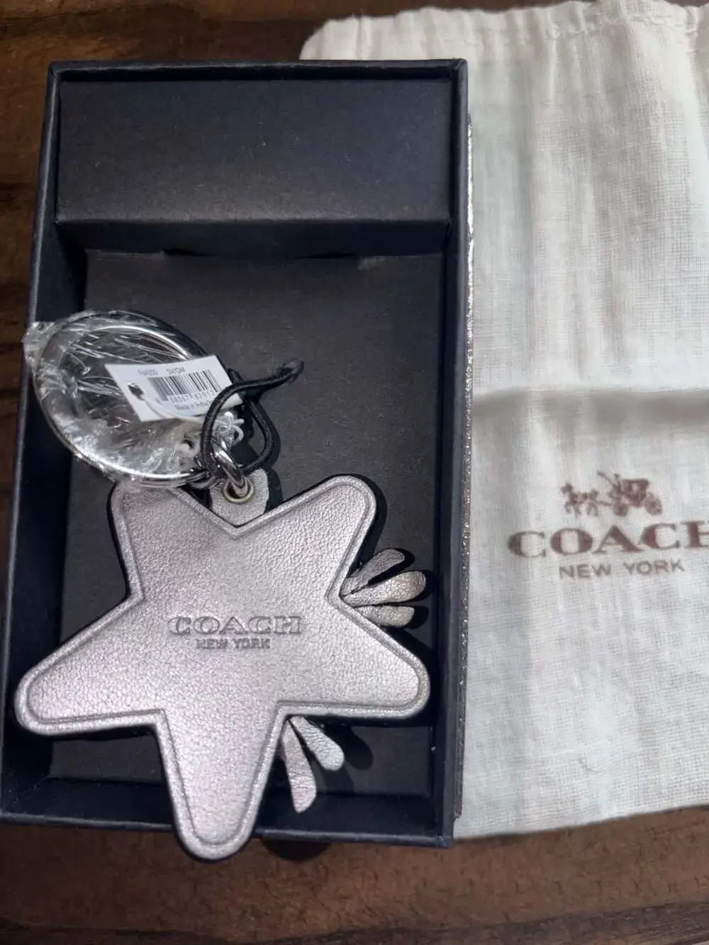 Coach Star Canyon Glitter Keychain F64350 Silver/Gunmetal